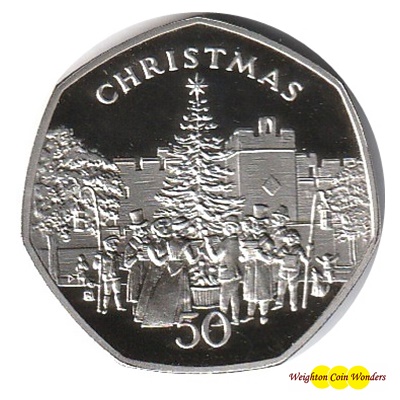 1982 Silver Proof Christmas 50p - CHRISTMAS TREE